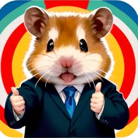 susu,hamster,necktie, suit, formal, thumbs up, solo, rainbow<lora:susu:0.8>