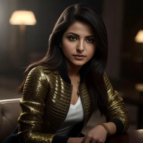 anushkasharma, a portrait photo of a stylish woman, wearing a jacket, complex background, (8k, RAW photo, best quality, ultra high res, absurdres, intricate, photorealistic, masterpiece, ultra-detailed, Unreal Engine) <lora:5sharmas:1>