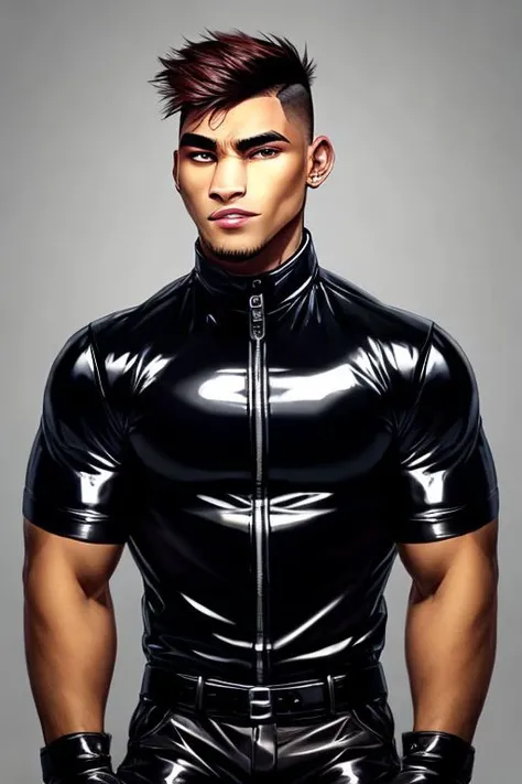1man,Face of Pinoy, fade hairstyles, leather latex , 8K UHD, Handsome face,ChavAlpha