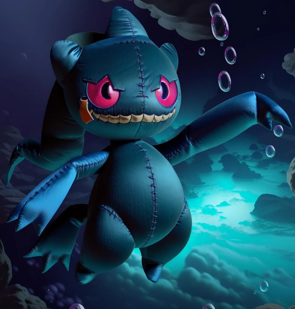 <lora:Banette_v1:1> banette, dramatic lighting, glowing eyes, rough skin, dark, underwater, (viewer pinned), arms/hands on viewer, air bubbles, heart, solo, (upper body shot), blue tint, spooky, (cropped),
crafted, plush, patches/stitches on skin, fabric/felt skin, cropped, looking at viewer, arms up, hands out of frame, (insanely detailed, beautiful detailed eyes, masterpiece, best quality)