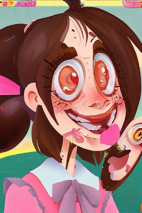 1girl, looney, impressionism, stupid_face, overprettified, blush, teeth