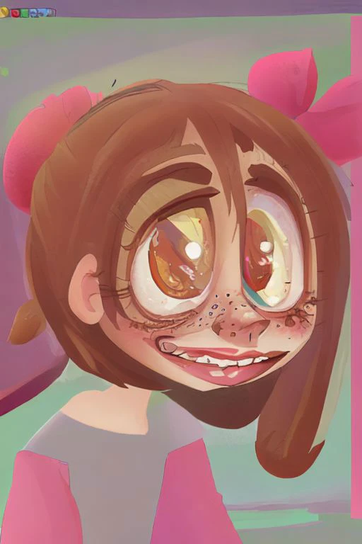 1girl, looney, impressionism, stupid_face, overprettified, blush, teeth, freckles
