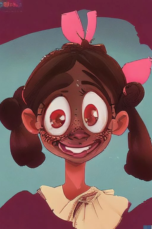 1girl, looney, impressionism, stupid_face, overprettified, blush, teeth, freckles, dark-skinned_female