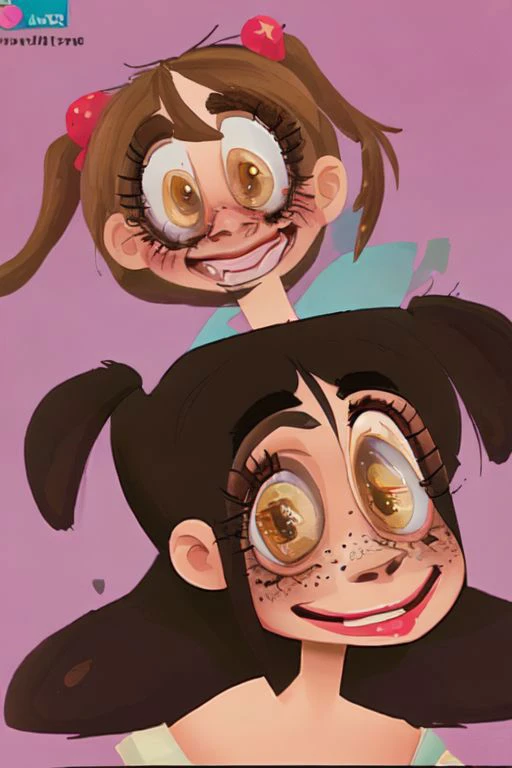 1girl, looney, impressionism, stupid_face, overprettified, blush, teeth, freckles