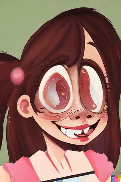 1girl, looney, impressionism, stupid_face, overprettified, blush, teeth, freckles