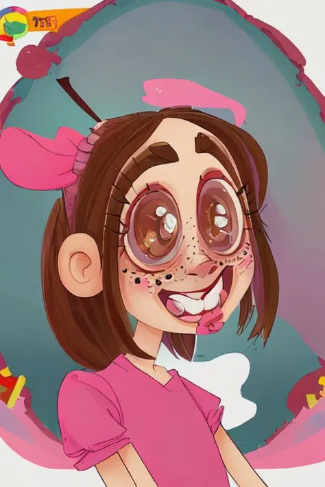1girl, looney, impressionism, stupid_face, overprettified, blush, teeth, freckles