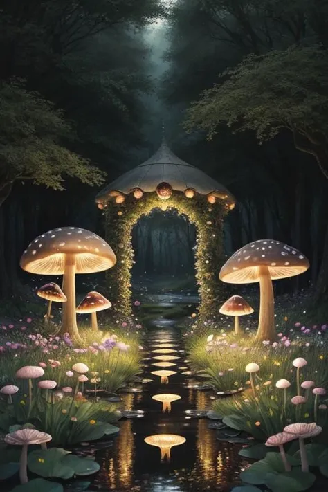 trending on Artstation, cute fantasy highly detailed, surrealistic, birds, butterflies, cute fantasy cartoon, flowers, swirls, pearls, woodland, mushrooms, cute fantasy fairy butterflies, cute fairy birds, water lilies, elf, elves, roses, peonies, dandelions, fairy woodland, forest, cute, fantasy, swirl, fairy flowers, fairy mushrooms, fairy trees, meadow, field, lanterns, candles, light, lake, water, raindrops, waterstream, soap bubbles, huge mushrooms, houses, huts, fantasy fairy girls, people, humans, lampposts, lamp posts, water fountain, fairyland portal, portal to fairyland, huge mushrooms, subsurface scattering, ultra hd, 4k, high def, Photorealistic, Hyperrealistic, Hyper detailed, analog style, realistic, masterpiece, best quality, ultra realistic, 8k, Intricate, High Detail, film photography, soft lighting,  heavy shadow