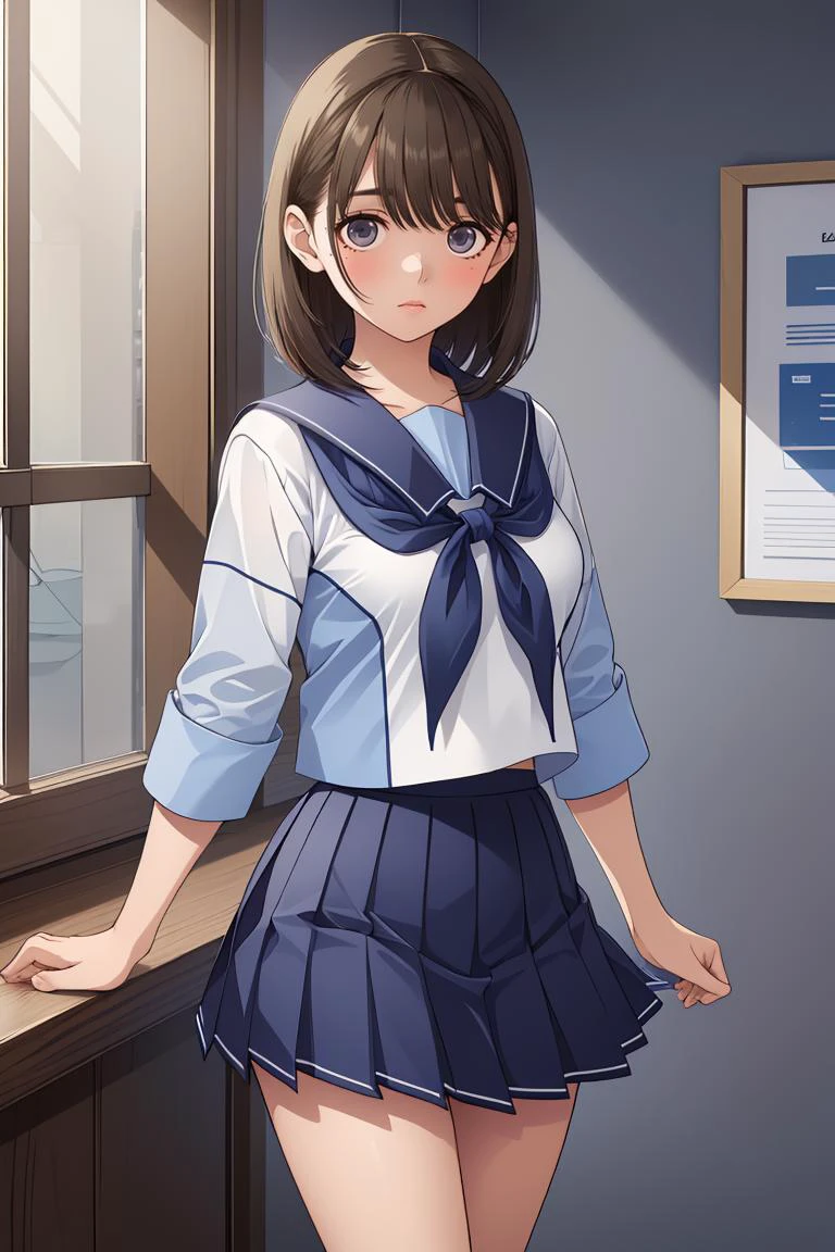 (masterpiece, best quality), 1girl, <lora:anegasaki_nene_v1:0.8> aanene, short hair, serafuku, white shirt, short sleeves, sailor collar, blue neckerchief, pleated skirt, blue skirt, aanene, short hair, blue serafuku, blue shirt, long sleeves, blue sailor collar, white neckerchief, pleated skirt, blue skirt