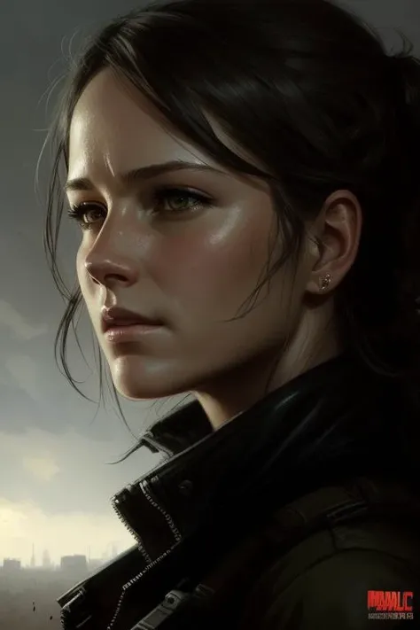 Portrait of Carol from the walking dead , epic, tragic, military art, fantasy, dieselpunk, hd shot, digital portrait, beautiful, artstation, comic style, by artgerm, guy denning, jakub rozalski, magali villeneuve and charlie bowater, comic book, superhero costume