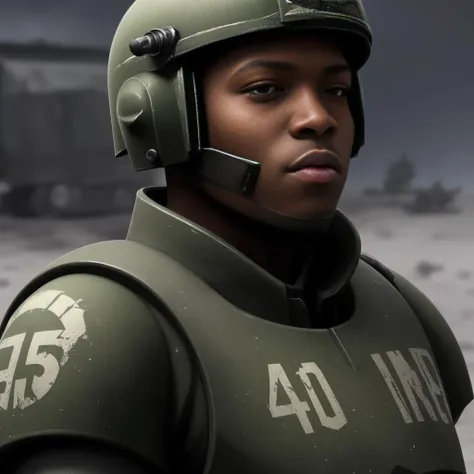<lora:warhammer 40k imperial guardsman:0.8> african-american warhammer 40k imperial guardsman, close up face