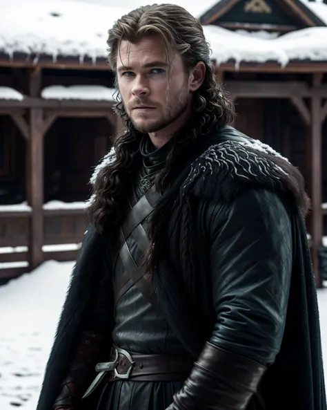 Chris Hemsworth as Jon Snow from Game of Thrones,half body, XF IQ4, 150MP, 50mm, ISO 1000, 1/250s, natural light, Adobe Lightroom, photolab, Affinity Photo, PhotoDirector 365