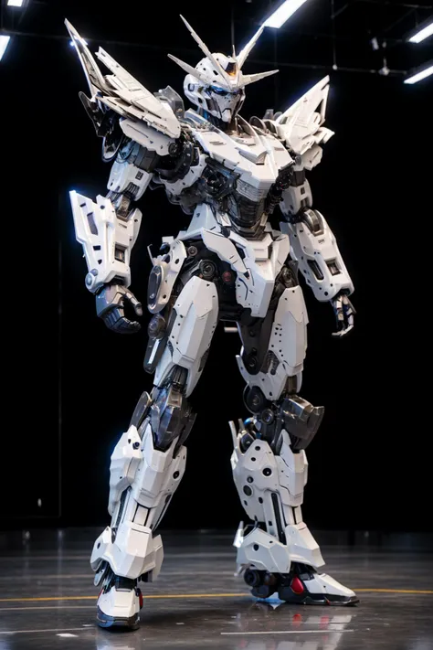 BJ_Gundam,solo,wings,standing,no_humans,glowing,robot,mecha,clenched_hands,science_fiction,looking_ahead,
cinematic lighting,strong contrast,high level of detail,Best quality,masterpiece,White background, <lora:Gundam_Mecha_v4(4440):0.8>