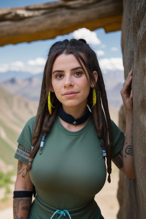<lora:tool-SD15_LCM:0.7> portrait headshot Indica_Flower_AID, wearing wearing hiking outfit, mountain climbing, rock climbing