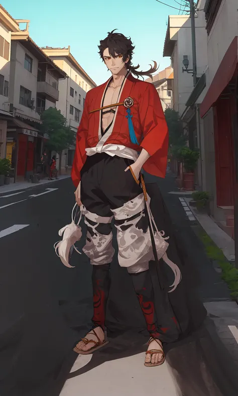street,luao,1male,masterpiece, best quality, <lora:luao-V2:1>
