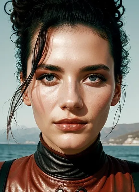 close up portrait of sks woman , by Flora Borsi, style by Flora Borsi, bold, bright colours, ((Flora Borsi)), by Michael Kenna, <lora:lora-small-panam-palmer-v1:1>