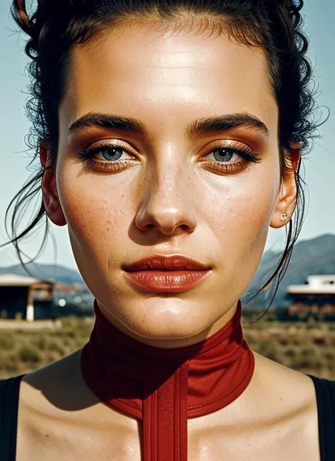 close up portrait of sks woman , by Flora Borsi, style by Flora Borsi, bold, bright colours, ((Flora Borsi)), by Michael Kenna, <lora:lora-small-panam-palmer-v1:1>