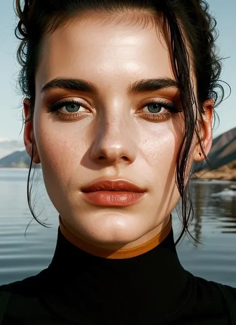 close up portrait of sks woman , by Flora Borsi, style by Flora Borsi, bold, bright colours, ((Flora Borsi)), by Ansel Adams, <lora:lora-small-panam-palmer-v1:1>