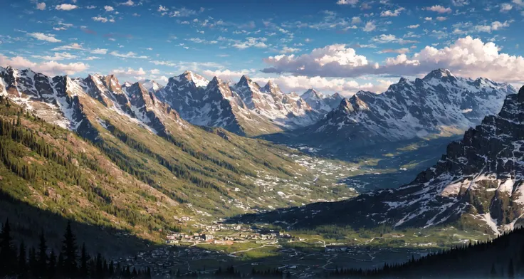 masterpiece, scenery, mountains, clouds