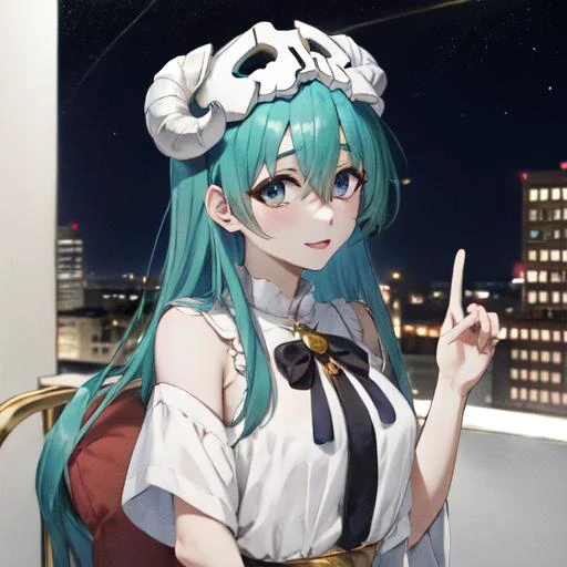 neliel, <lora:nelielBleach_v10:0.8>, Beautiful Art Style, 1girl, young woman, looking at viewer, attractive, night sky, cheek-to-cheek, gypsy costume, <lora:hitoriGotohBocchiThe_v1:0.8>, in container, <lora:in_containerV0.3-000004:0.8>
