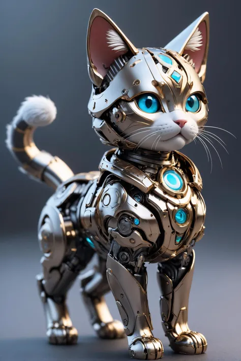 amazing quality, masterpiece, best quality, hyper detailed, ultra detailed,
1 only use metal to make cute cats,cyborg