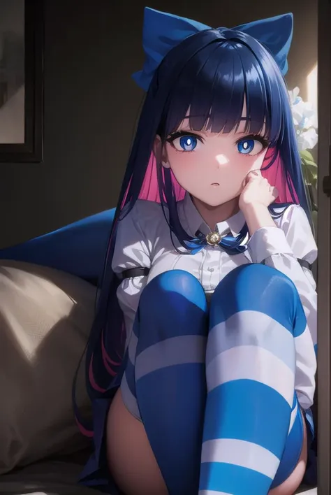 psgstocking, <lyco:psg stocking-lyco-nochekaiser:1>,
psg stocking, blue eyes, blue hair, colored inner hair, hair bow, long hair, multicolored hair, pink hair, two-tone hair, bangs, blunt bangs, (bright pupils:1.5),
brooch, striped, (striped thighhighs:1.5), thighhighs, dress, black dress, puffy sleeves, long sleeves, skirt, shirt, collared shirt, white shirt,
BREAK indoors, bed,
BREAK looking at viewer,
BREAK <lyco:GoodHands-beta2:1>, (masterpiece:1.2), best quality, high resolution, unity 8k wallpaper, (illustration:0.8), (beautiful detailed eyes:1.6), extremely detailed face, perfect lighting, extremely detailed CG, (perfect hands, perfect anatomy),