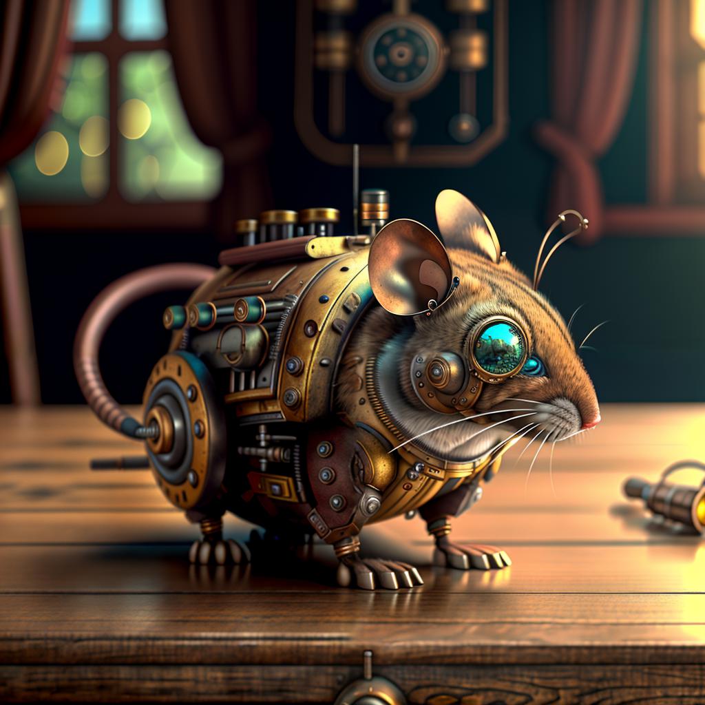 There is a small mouse that is sitting on a table - SeaArt AI