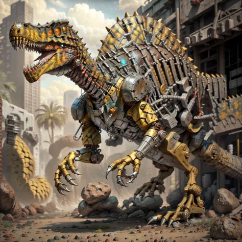 Added the mechanical dinosaur's tail,Dinosaur tail,Mechanical structure,