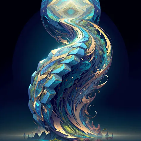 wallpaper, background, scenic landscape, tessellated, topographic style, psychedelic, highly detailed, sharp focus, fractal, <lora:Mech4nim4lAI:1>