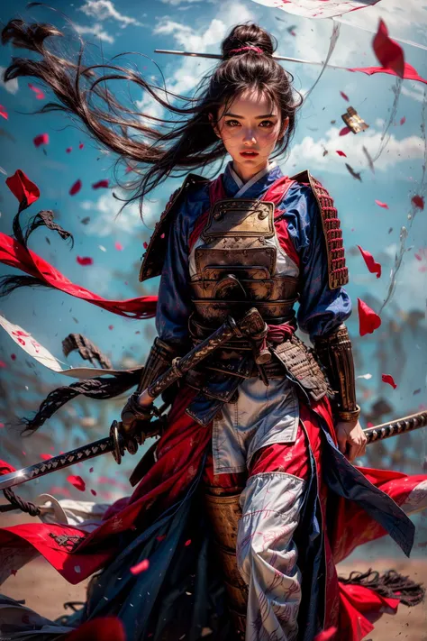 (8k), (best quality), (masterpiece:1.2), (realistic), (photorealistic:1.37), (intricate details), (HDR), (intricate details), (hyper detailed), (natural skin texture), (hyperrealism), (soft light), (sharp), (octane render), (detailed background), (35mm photography),crepuscular rays,front soft spot light,((Hasselblad photography)),
1girl, solo, meccog, full view shot, (full body:1.1),((medium hair floating:1.8)), brown hair, beautiful face, beautiful eyes, depth of field, motion lines, (medium breasts:1.5), (nose blush),(smile:0.5),white teeth, ((perfect female body, narrow waist)),
Beautiful 18 yo girl, (perfect body:1.2), slim long leg, sex, nsfw,
blushed face,  ((detailed outfit)), outdoors, naughty face, (realistic:1.0), detailed skin texture, detailed cloth texture, intricate details,
 <lora:more_details:1> <lora:Samurai_20240302035502:1>  