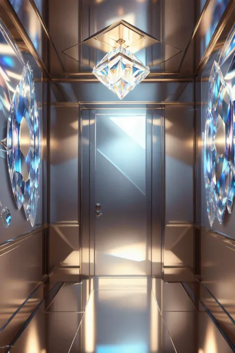 (no human:1.4),realism, depth, perspective, composition, color, light, shadow, reflection, refraction, tone, contrast,elevator, metallic, ceiling light, control panel,<lyco:elevator_v0.4-locon-000007:1.0>
<lora:CrystallineAI-000009:1> CrystallineAI,