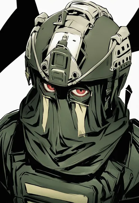 9_score,8_score_up,7_score_up,<lora:CODwarfareMalesPonyXL-000020:1>,konig,1boy,solo,male focus,mask,white background,looking at viewer,red eyes,upper body,simple background,military,bulletproof vest,helmet,jacket,