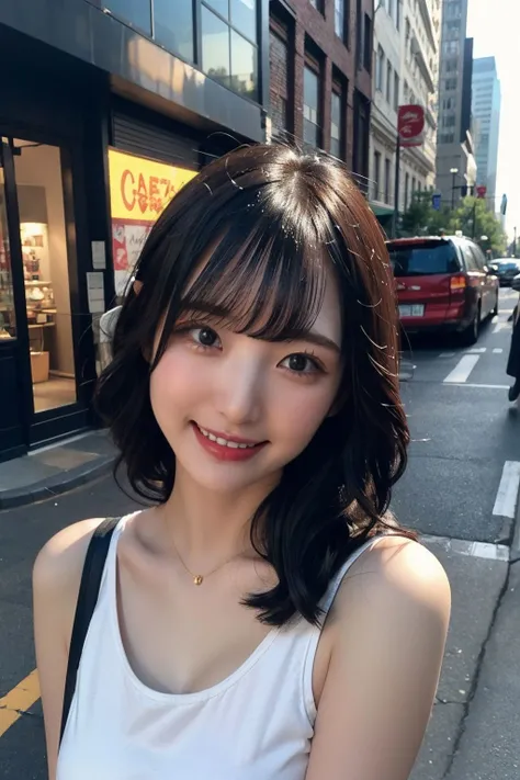 ((Best Quality, 8K, Masterpiece:1.3)), Focus: 1.2, Perfect Body Beauty: 1.4, Buttocks: 1.2, ((Layered Haircut, Breasts: 1.2)), (Wet Clothes: 1.1), (Rain, Street:1.3), Bandeau Dress: 1.1, Highly Detailed Face and Skin Texture, Fine Eyes, Double Eyelids, Whitening Skin, Long Hair, (Shut Up: 1.3), Smile