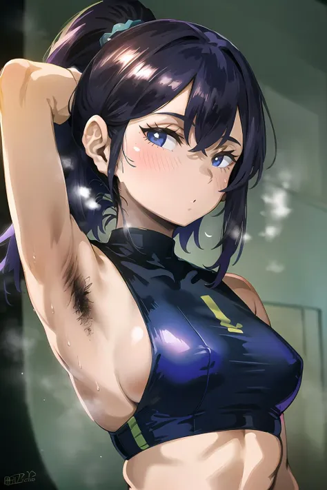 <lora:hentai_anime_style_v1:1>1girl, armpits, (((armpit_hair)))