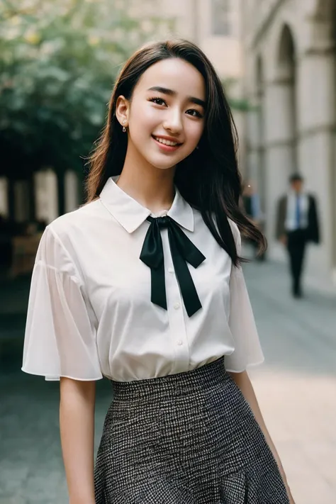 VandaM_SoloTI_v1,
(happy,smile), (In a plaid skirt and white blouse, with a ribbon tie, for a classic and youthful look), ((A sunlit school courtyard, with friends gathered in groups, a cheerful and carefree atmosphere)), (seductive:1.3),(analog, cinematic, film grain, hazy atmosphere, cinematic shot:1.3),
<lora:add_detail:0.6> epiCPhoto, PA7_Portrait-MCU,