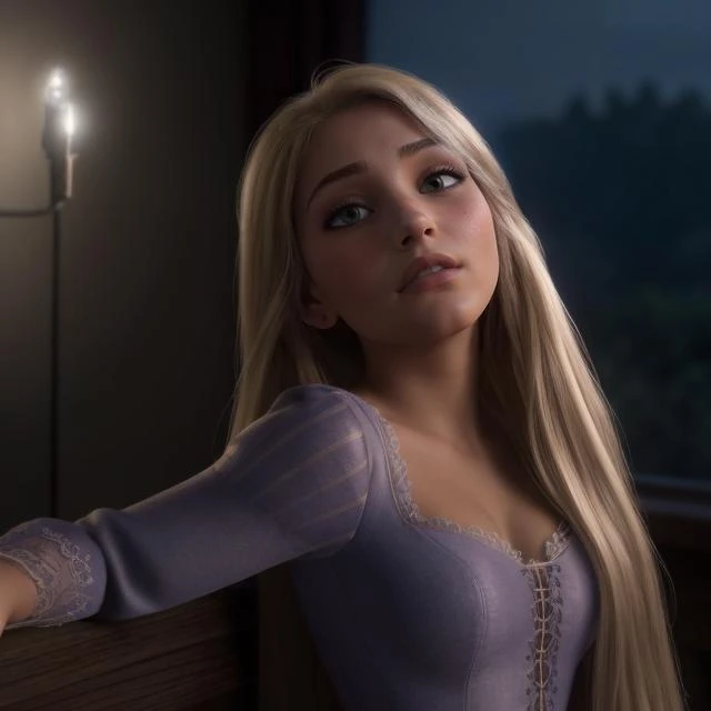 <lora:Wrise_Rapunzel:0.4> <lora:LowRA:0.6>
cute girl looks out of the window, very long hair, blonde, (glowing hair:1.5), posed, castle, (photorealism:1.3), (dynamic shadows, dynamic lighting:1.2), (natural skin texture:1.5), (natural lips, detailed lips:1.3), (natural shadows, detailed shadows:1.5), (hyperrealism, soft light, sharp), (hdr, hyperdetailed:1), (intricate details:0.8), hight quality, detailed eyes, detailed hair, detailed skin, 8k, (cinematic look:1.4), soothing tones, insane details, intricate details, hyperdetailed, low contrast, soft cinematic light, dim colors, exposure blend, hdr, faded, slate gray atmosphere