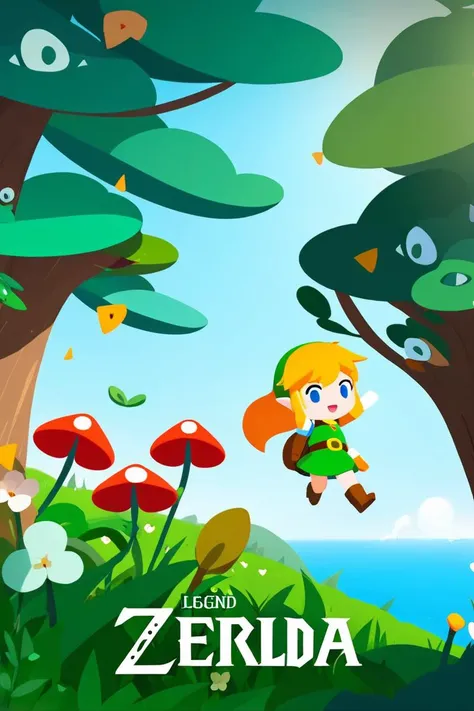 Legend of Zelda style an artwork, Stopwatch, in the style of 2d game art, characterized girl, dmitry vishnevsky, orange and emerald, cute and dreamy, editorial illustrations, zeiss batis 18mm f/2.8 <lora:papercut:0.2> . Vibrant, fantasy, detailed, epic, heroic, reminiscent of The Legend of Zelda series