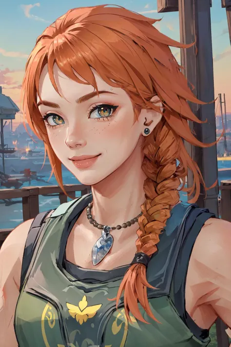 skye \(valorant\), 1girl, orange hair, smile, solo, detailed face, looking at viewer, upper body, potrait, (masterpiece:1.2, best quality, <lora:Valorant_Skye-000018:0.8>