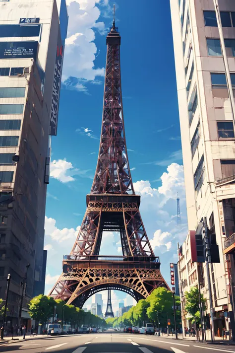 ((masterpiece)), (best quality), official art, extremely detailed CG, unity 8k wallpaper, ultra detailed, 
eiffel_tower, eiffel tower, paris, 
1girl, shibuya rin, 
 <lora:eiffel_tower_v1:1>