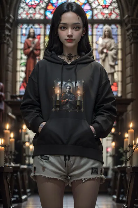 ((best quality)), ((masterpiece)), ((realistic)), (detailed), 3d, PerfectNwsjMajic, looking at viewer, orange eyes, smirk, long black hair, ((masterpiece)), absurdres, HDR,