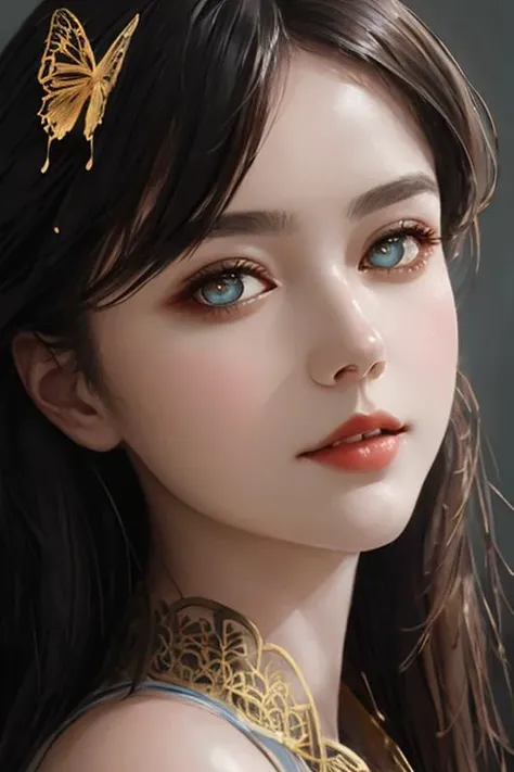 8k portrait of beautiful cyborg with brown hair, intricate, elegant, highly detailed, majestic, digital photography, art by artgerm and ruan jia and greg rutkowski surreal painting gold butterfly filigree, broken glass, (masterpiece, sidelighting, finely detailed beautiful eyes: 1.2), hdr,
<lora:nwsjmajic-10:0.6>