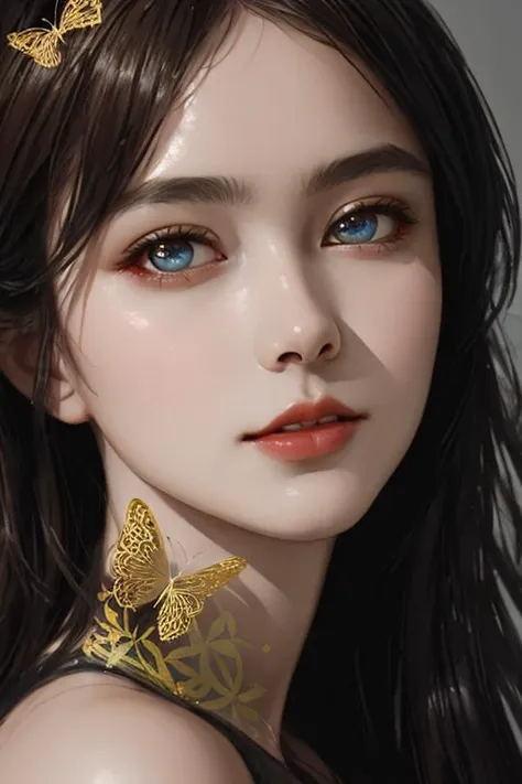 8k portrait of beautiful cyborg with brown hair, intricate, elegant, highly detailed, majestic, digital photography, art by artgerm and ruan jia and greg rutkowski surreal painting gold butterfly filigree, broken glass, (masterpiece, sidelighting, finely detailed beautiful eyes: 1.2), hdr,
 <lora:nwsjmajic-10:0.6>
