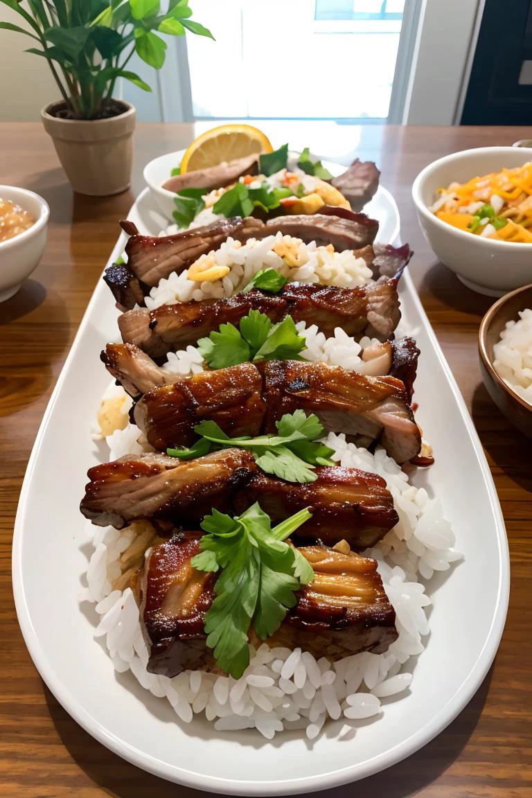 masterpiece, best quality, wide-angle Hyperdetailed, masterpiece, 8k, natural lighting, soft lighting, sunlight, HDR (High Dynamic Range), Maximum Clarity And Sharpness, Multi-Layered Textures,
(perfect symmetry:1.3), <lora:CommonTaiwaneseFood_24:0.8> braised pork rice,