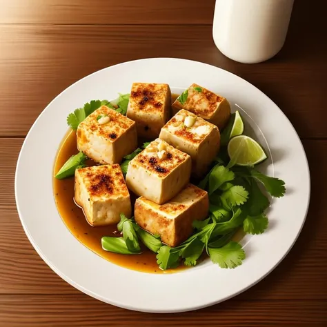 a plate of stinky tofu,((masterpiece)),illustration,high detail, soft lighting, delicious, colorful, aesthetically pleasing, studio lighting, trending <lora:CommonTaiwaneseFood_24:1>