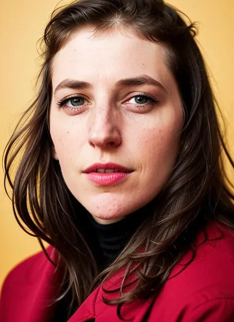 close up portrait of sks woman , by Flora Borsi, style by Flora Borsi, bold, bright colours, ((Flora Borsi)), by Dorothea Lange, <lora:lora-small-mayim-bialik-v1:1>