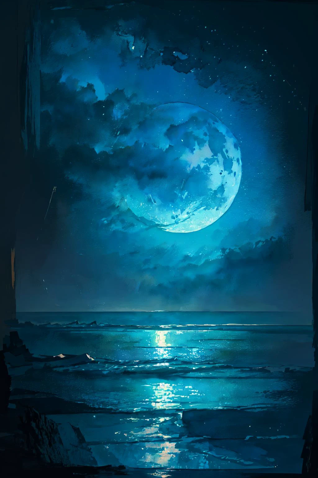 (moist paper,deep watercolor style,comfort,pastel painting illustration,concise,watercolor rendering,natural rendering,pigments mix naturally:1.3),
(black theme,night sky theme,:1.3),(moon:1.3),
<lora:NiceLight-000010:0.8>