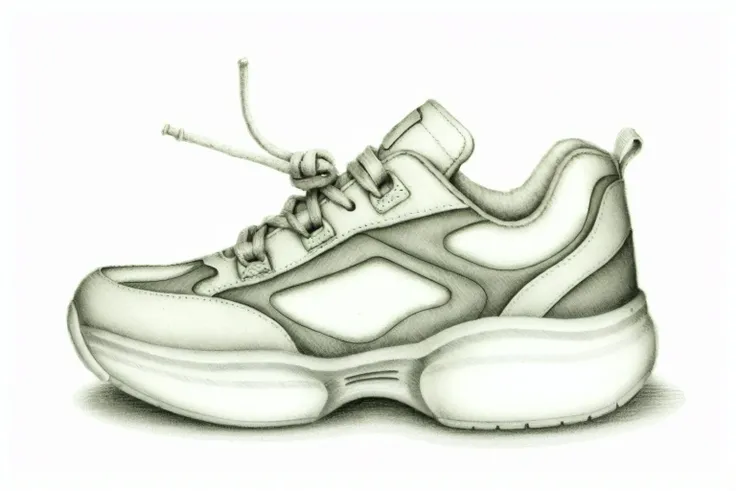 dtxa_shoe,(monochrome),(gray scale),(pencil sketch lines,,