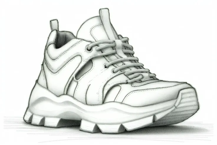 dtxa_shoe,(monochrome),(gray scale),(pencil sketch lines,,