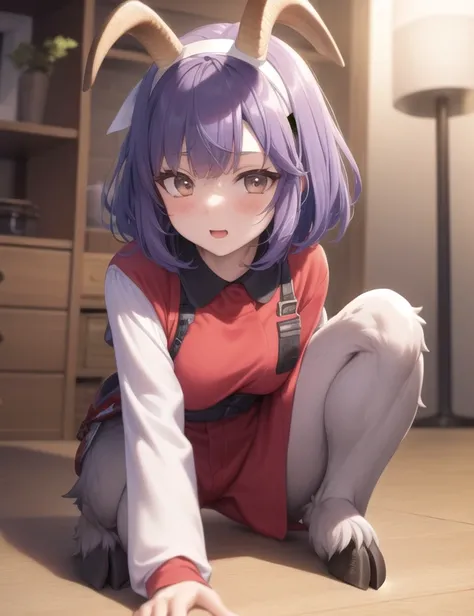 <lora:monstergirl_cpt_v06:1>, 1girl, solo, (satyr:1.2), mature, masterpiece, best quality kawaii satyr waifu. colorful goat ear, claw pose, (colorful pixie cut:1.2). (colorful Culottes:1.2). goudere, BREAK, good anatomy, well-composed, high detail, (colorful:1.2), (by Mutsumi Inomata:1.2), BREAK, by Ryusuke Hamamoto, (colorful white headband:1.2), aviary in background,