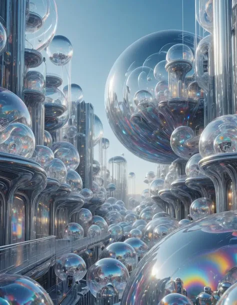 scifi,blurry_background, , hyper detailed,   <lora:Bubbly_Tech_XL_World_Morph-000011:1>, bubblytech, transparency, caustics , iridescent,inflated,  
 city , scenery,