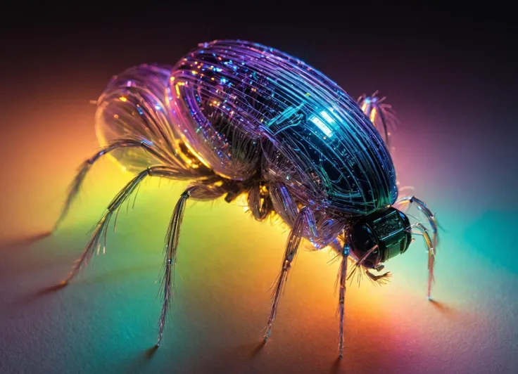 Macro Photography, futuristic electro-optical (((microchip))) implanted on [dung beetle|spider|rabbit] (head:1.1) with optical luminescent fibers, dramatic lighting, macro photo (art by Sergio Lopez, Cory Arcangel & Ellen Jewett) <lora:sss:0.8> <lora:add-detail-xl:0.5> <lora:Bubbly_Tech_XL_World_Morph:0.4> bubblytech, scifi, transparency, caustics , iridescent, subsurface scattering, Photorealistic, Hyperrealistic, analog style, realistic, film photography, soft lighting, heavy shadow, close-up, macro 100mm, macro photography